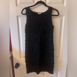 Black dress with textured roses